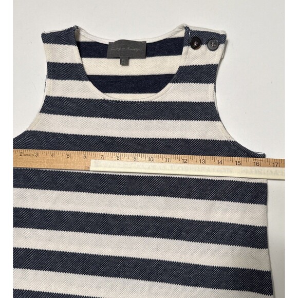 Anthropologie XS Sunday in Brooklyn Navy Ivory Stripe Sleeveless Top - Picture 6 of 8